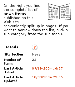 Detailed information about the News section.