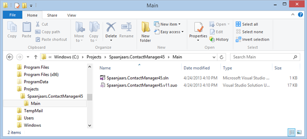 File Explorer showing the solution