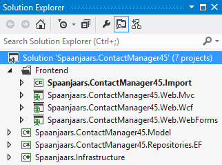 The Solution Explorer with all application projects