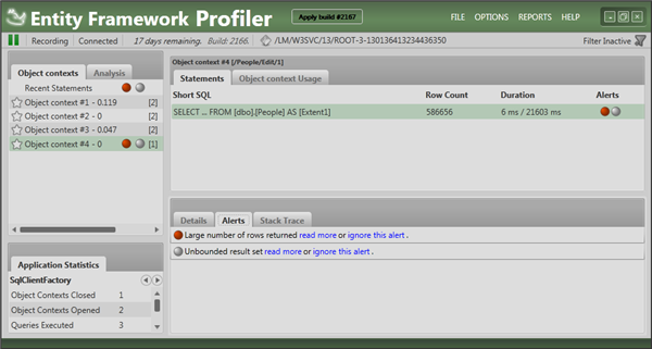 Entity Framework Profiler highlighting issues