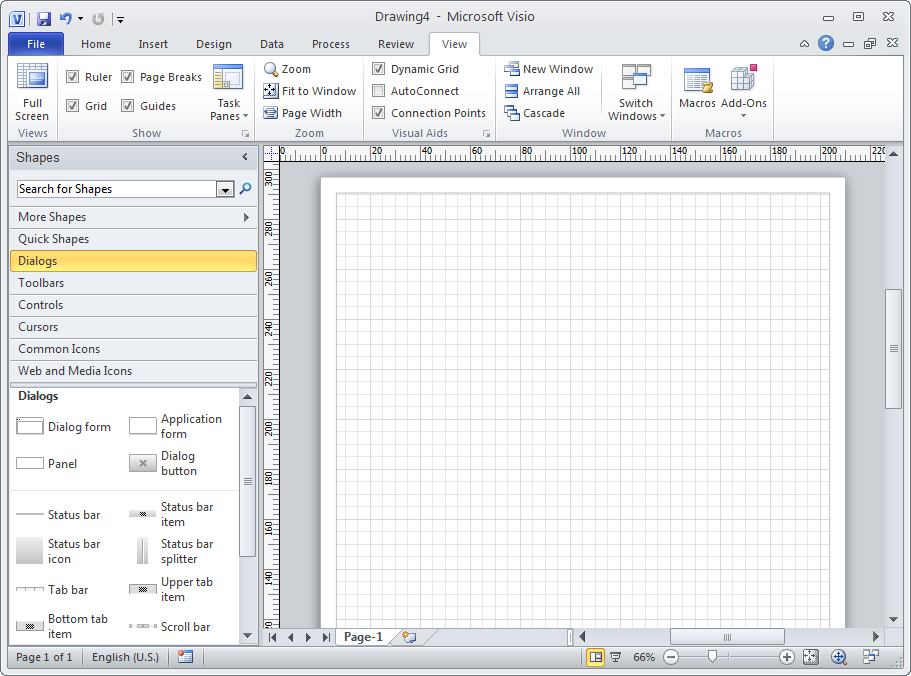 Figure 1 - The Main Screen of Microsoft Office Visio 2010