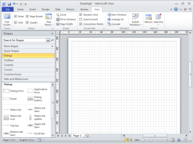 The Main Screen of Microsoft Office Visio 2010