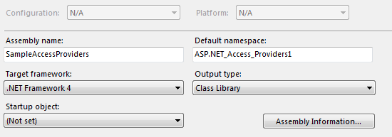 The Project Properties Dialog