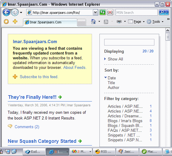 Preview of my blogs in Internet Explorer 7