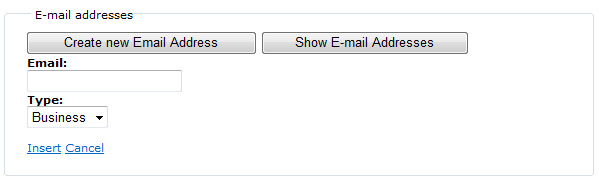 Part of the Page that Alllows a User to Enter a New E-mail Address