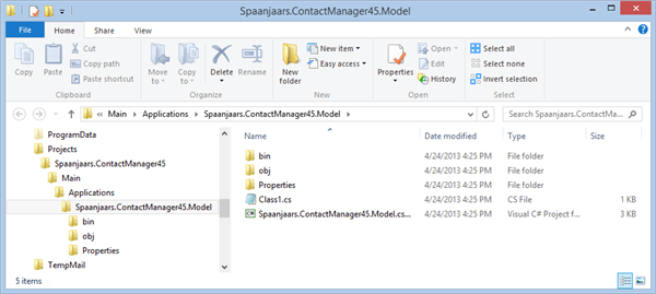 File Explorer showing the Model project