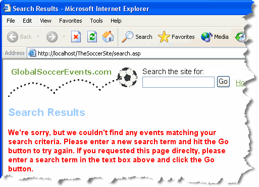 The Errormessage You Get When You Request the Search Page Directly