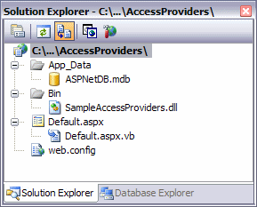 The Solution Explorer for the Test Web Site