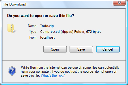 The File Download Dialog that Allows a User to Save the File to Disk